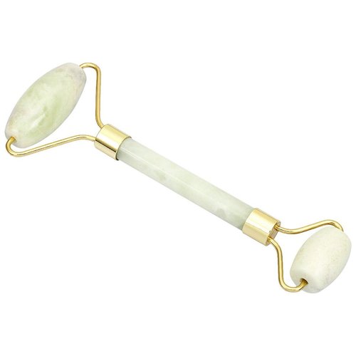mookaitedecor Xiuyan Jade Stone Roller for Face Massage Neck, Anti-Aging Facial Massager with Double Rollers