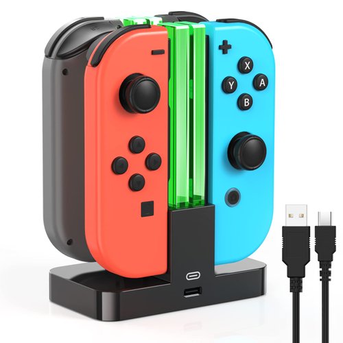 Charging Dock Replacement for Switch & Charger for Switch OLED Joy Cons, Charging Station for Switch with a USB Type-C Charging Cord- Black