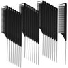 30 Pieces Parting Comb for Braids Hair Rat Tail Comb Steel Pin Rat Tail Carbon Fiber Heat Resistant Teasing Combs with Stainless Steel Pintail (Black)