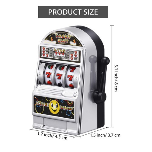 4 Pieces Mini Slot Machine Toy with Reels Slot Machine Bank Slot Machine Cake Topper Las Vegas Theme Party Night Gifts Casino Theme Party Cake Decorations, Golden and Silver