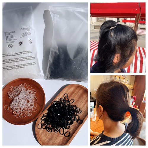 Lemeilleur 4000pcs Hair Elastics Rubber Bands, Clear Black Elastic Hair Ties Toddlers Girls Baby Hair Elastics Mini Small Braids Rubber Bands (Black & Clear)