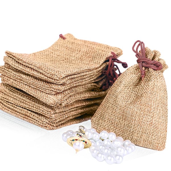 LYSXP 50PCS Burlap Bags with Drawstring，4x6 inch Drawstring Gift Bag Jewelry Pouches for Wedding Party Favors, DIY Craft, Christmas,Presents (Coffee, 4x6Inch)