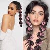 Braided Ponytail Extension with Hair Tie Pink and Black Bubble Wrap Around Pony Tail Hair Extensions 2 Pcs Natural Soft Elastic Hair Band Hairpieces Synthetic Hair Piece for Women Daily Wear