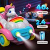 HopeRock Unicorn Toys Remote Control Cars,Toys for Ages 2-4,Gifts for 2 Year Old Girls 2 Pack with LED Lights,Music,and Sound,Birthday Gift for 2 3 4 5 6 Year Old Girls(Blue and Pink)