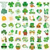 HOWAF 96pcs St. Patrick's Day Temporary Tattoos,Glitter Shamrock Tattoo Stickers for Irish Party Decorations,Lucky Clover Face Tattoos with Leprechaun for Green Party Parade Makeup