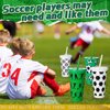 Nuogo 12 Pcs Party Plastic Cups Bulk 24 oz Plastic Tumbler with Lid and Straw Reusable Cups for Boyfriend Fan Sports Birthday Party Favors (Soccer)