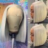 Msviki Silver Grey Bob Lace Front Wig Human Hair Pre Plucked With Baby Hair 13x4 Frontal Lace Wig HD Transparent Lace Wigs For Women Brazilian Hair 10inch 180% Density