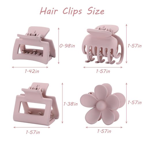 16 PCS Small Claw Clips for Thin Thick Hair, 4 Shapes Small Hair Clips, Cute Flower Claw Clips for Women Girls, Mini Hair Clips for Kids, Hair Accessories for Christmas Gifts, Macaroon Colors