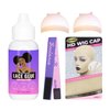 Boslance Lace Wig Glue for Lace Front Wigs，Lace Bonding Glue，2 Pcs HD Wig Cap Stocking Caps Invisible Sheer Stocking Caps for Wigs，1 Pc Elastic Band for Wigs Features Velcro Strap to Lays Down Edges