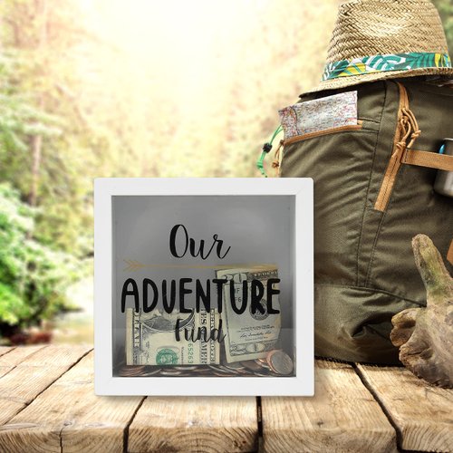 Prinz White Adventure Fund Money Savings Piggy Bank for Adults, Kids Savings Box Change Jar, 6' x 6' Wooden Shadow Box