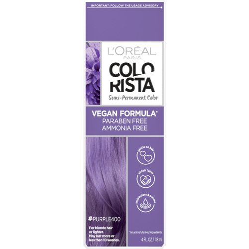 L'Oreal Paris Colorista Semi Permanent Hair Color for Bleached or Blonde Hair, Color Depositing Hair Mask Formula, Purple