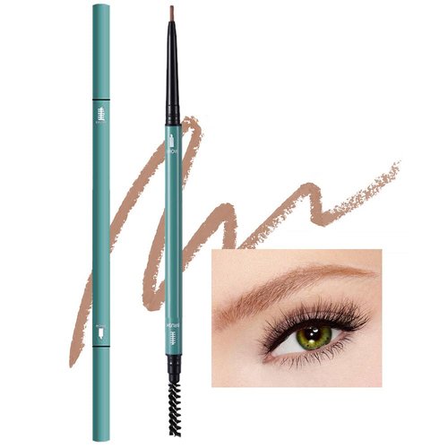 Waterproof Eyebrow Pencil,Ultra-Fine Mechanical Pencil with Spoolie Brush,Eyebrow Pencil Soft Textured Draws Tiny Brow Hairs and Fills in Sparse Areas,Create Natural Eye Brow,Light Brown