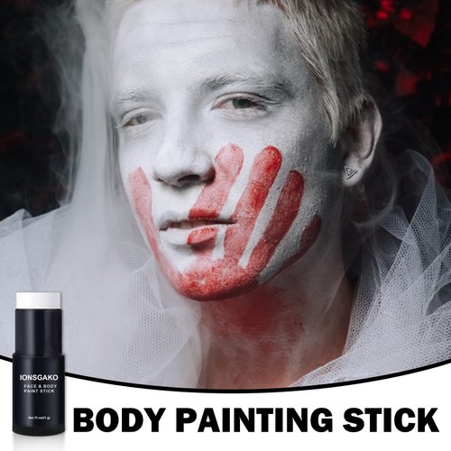 White Face Paint Stick, Clown White Eye Black Stick White Face Makeup Body Paint Foundation Makeup Halloween Zombie SFX Clown Vampire Goth Skeleton Makeup - White