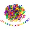 ccHuDE 100 Pcs Plastic C Clip Hooks Interchangeable Rainbow C Links Colorful Chain Links Plastic Open Link Rings for Classroom Playroom Bird Cage