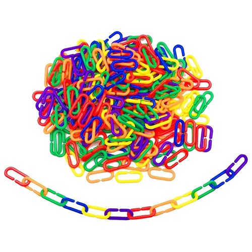 ccHuDE 100 Pcs Plastic C Clip Hooks Interchangeable Rainbow C Links Colorful Chain Links Plastic Open Link Rings for Classroom Playroom Bird Cage