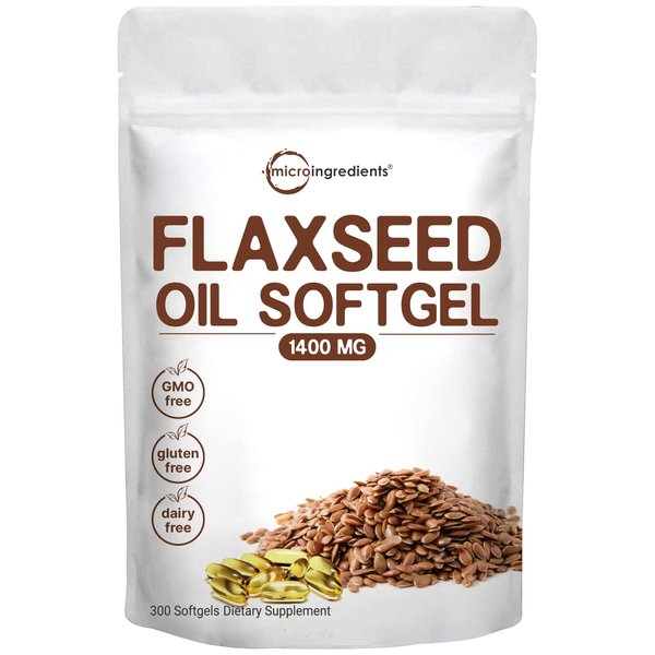 Flaxseed Oil 1400mg Softgels, 300 Counts | w/ 700mg ALA Omega 3, Cold Pressed, Rich in Fatty Acids, Alpha Linolenic Acid, Support Heart Health & Immune System | Non-GMO, No Gluten - 300 Servings