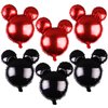 joaoxoko Mouse Party Balloons,6 Pcs Punch Balloons For Baby Shower, Minnie Party,Girls Party Kids Birthday Theme Party Decoration Supplies,24" Black Red Aluminum Foil Balloons (6pcs)