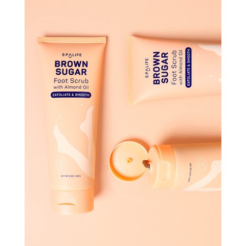 Spa Life Brown Sugar Exfoliating Foot Scrub Smooth & Moisturizing for the Feet with Almond Oil (8.2 oz)