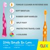 55Dental Kids Toothbrush Set of Soft Giraffe Toothbrush for Kids 3-9. Easy-Grip, Bristle Cover, Self-Standing & Splited Bottom for Cup Rim. by Lix, 4 Colors