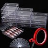 Noverlife 10PCS Press On Nail Storage Box, 2.6x2.6 inch / 6.5x6.5cm Clear Empty Plastic Nail Tips Storage Box with Arcylic Nail Display Sticks, Nail Glue Double Sided Tape for Press on False Nail