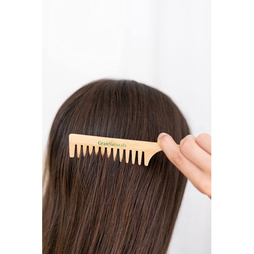 GranNaturals Wide Tooth Wooden Rat Tail Comb - Hair Tool for Teasing Strands & Post Styling - Peach Rattail Wood Pick Handle for Sectioning & Parting - Perfect for Professional & Personal Use
