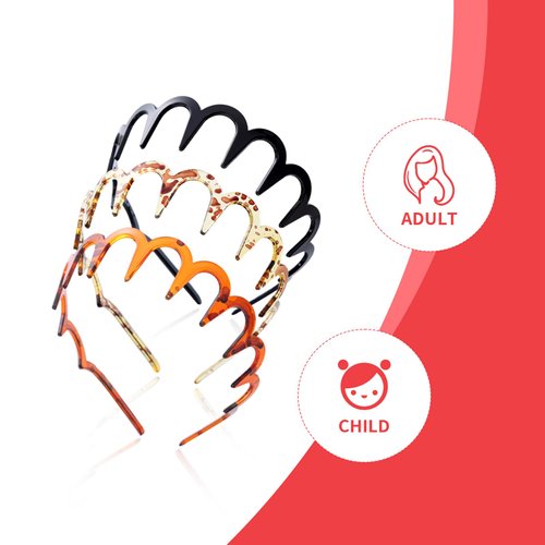 3Pack Zig Zag Headbands Hair Band Men Headband Metal Bands Fashion With Teeth - Wavy for Women's Girls Accessory Sports Hairband Unisex Head Hoop with Elastic Non Slip Wavy Teeth (Brown, 5.9inch)