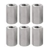 TOPPROS Pack of 6 M8 X 1.25-Pitch 24mm Length Metric Hex Coupling Nut 304 Stainless Steel Rod Coupling Nuts