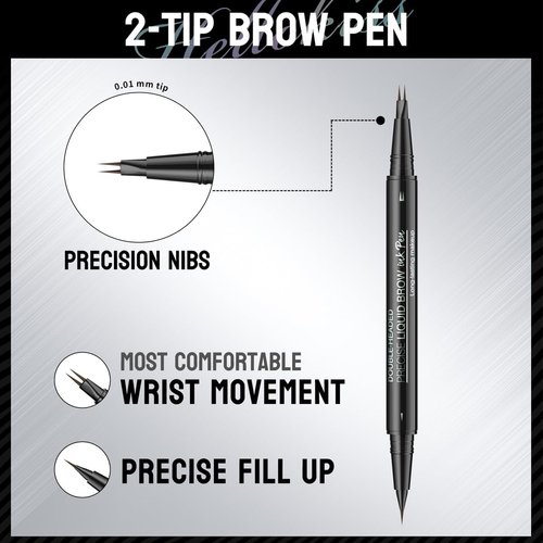 2-Tip Eyebrow Pen, Eyebrow Pencil Dual-Ended Microblading Eyebrow Pen with Micro Fork Tip and Precise Brush-Tip, Natural Hair-Like Brows Waterproof and Long Lasting for All Day (03# Dark Brown)