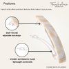 French Amie Oblong Handmade 3.5" Celluloid Automatic Hair Clip Barrette Hair Clip for Girls Strong Hold Hair Clips for Women No Slip Durable Paris Hair Accessories, Made in France (Cream Nouget)