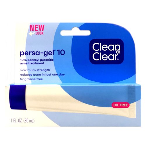 Clean & Clear Persa-Gel 10 Acne Medication Spot Treatment with Maximum Strength 10% Benzoyl Peroxide, Pimple Cream & Acne Gel Medicine for Face Acne with Benzoyl Peroxide Medication, 1 oz