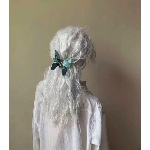 Medium Butterfly Hair Clips, Pearlescent Butterfly Hair Clips for Thick Thin Hair Non-slip Colorblock Cute Acetate Fashion Hair Accessories for Women and Girls (Turquoise)
