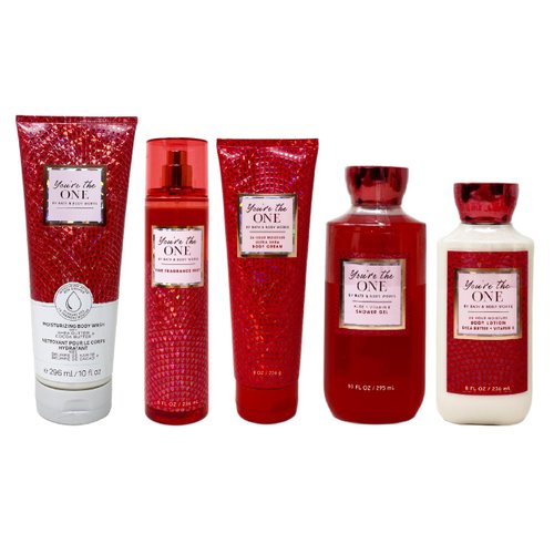 Generic Bath and Body Work YOU'RE THE ONE Deluxe Gift Set - Body Wash - Fragrance Mist - Body Cream - Shower Gel and Body Lotion - Full Size, Red