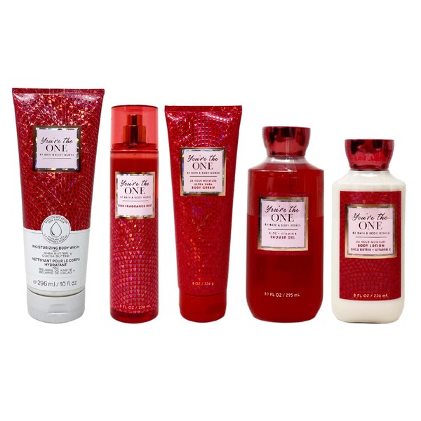 Generic Bath and Body Work YOU'RE THE ONE Deluxe Gift Set - Body Wash - Fragrance Mist - Body Cream - Shower Gel and Body Lotion - Full Size, Red