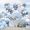 134pcs Blue and White Balloon Arch Kit, Blue and White Balloons with Dusty Blue Confetti Balloons for Anniversary Gender Reveal Wedding Baby Shower Birthday Party Decorations