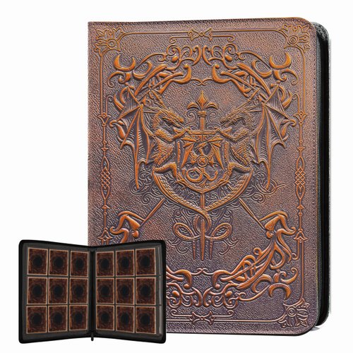3D Card Binder for Pokemon,9 Pocket Trading Card Binder witn Dragon Pattern,PU Leather Album with Zipper,360 Side Loading Folder for TCG MTG,Lorcana,Magic The Gathering,Great Gift for Christmas