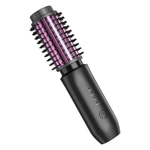 Beautlinks Cordless Curling Iron Brush, Portable Travel Curling Iron Min, 4 Temperature Dual Ionic Port Anti-Scald Cordless Hair Curler, Heated Straightening Curling Brush for Different Hair Types