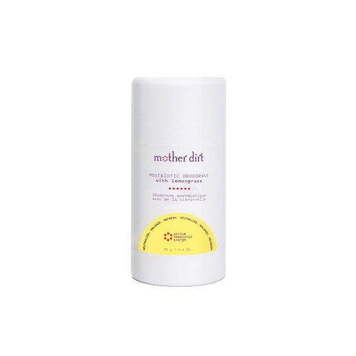 Mother Dirt Postbiotic Deodorant with Lemongrass, All Natural, Aluminum Free and Vegan, with Sunflower and Coconut Oil (Packaging May Vary)