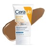 CeraVe Hydrating Mineral Sunscreen SPF 30 with Sheer Tint, Tinted Mineral Sunscreen with Zinc Oxide & Titanium Dioxide, Blends Seamlessly For Healthy Glow, Stocking Stuffers, Deep, 1.7 Oz