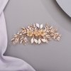 Chargances Wedding Flower Leaf Hair Comb Bridal Crystal Pearl Hair Side Comb Gold Rhinetone Handmade Headpiece Hair Accessories for Women and Girls (Gold)