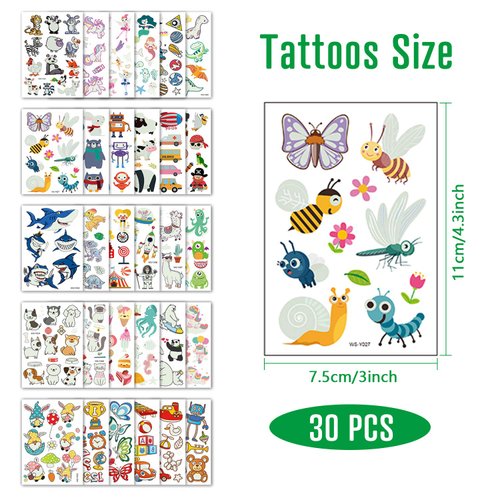 Zayvor Temporary Tattoos For Kids, 400pcs Glow In The Dark Tattoos,Assorted Cartoon Luminous, U ni cor, Mermaid Butterfly Animal Dinosaur Pirate Space Fake Tattoo, Boys Girls Party Favor Supplies