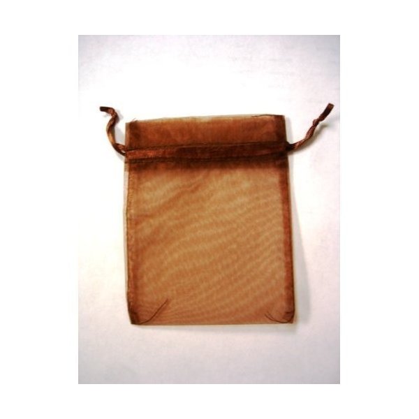 48 Organza Drawstring Pouches Gift Bags 4x5 - Brown