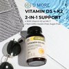 U-MORE - 1000 IU High Strength Vitamin D3 & Vitamin K2 (Menaquinone 7) - Sugar, Gluten, GMO Free, Supports Bone Health & Immune Function, Daily Supplement for Strong Bones & Immunity - 60 Softgels
