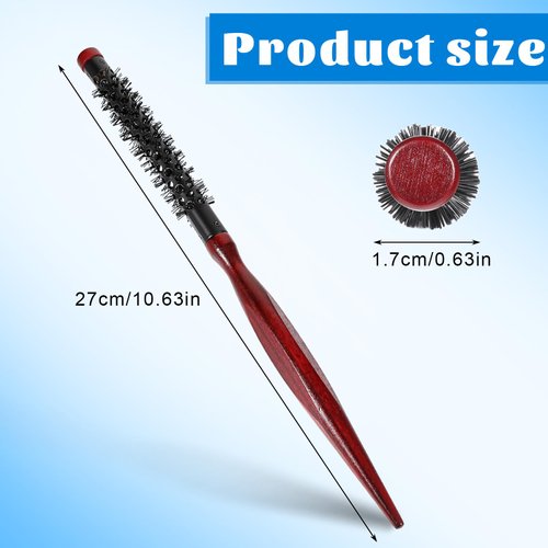 Ptwola 1 PCS Mini Quiff Roller Round Brush for Blow Drying Short Hair Small Portable Curly Teasing Combs Tiny Travel Bangs Brush Nylon Bristles Hairbrush for Women Men Fine Hair Styling Beard Lifting