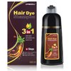 KINGMING Dark Brown Hair Dye Shampoo for Gray Hair 3 in 1 - Champu Con Tinte Para Canas- Herbal Ingredients Instant Color Shampoo Hair Dye for Women & Men 100% Coverage Shampoo 500ml【Dark Brown】