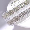 Medsuo 1500pcs Rhinestones in 6 Sizes Flat Back Shiny Crystal AB Nail Art Gems with Tweezer and Rhinestone Picker Dotting Pen Nail Art Tools for Nails, Face Eye Makeup, Craft (Clear and Rainbow)
