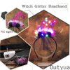 Outyua Light up Halloween Headband Led Witch Hat Headbands Purple Witch Hats Witches Hats for Women