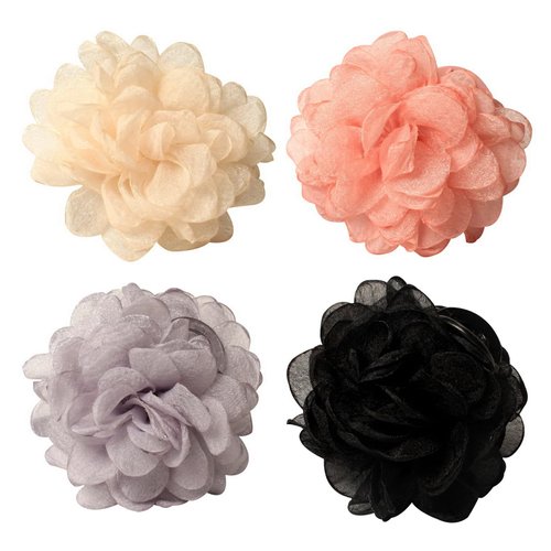 4Pack Fabric Flower Hair Claw Clips for Women Girl Rose Flower Hair Clip Plastic Hair Clamps Hair...