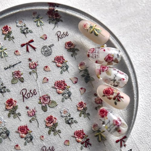 Retro Flower Nail Art Stickers 5D Embossed Luxury Rose Nail Decals Spring Summer Stickers Designer Nail Art Supplies Manicure Decoration Daisy Nail Stickers for Women Girls Acrylic Nails Salon