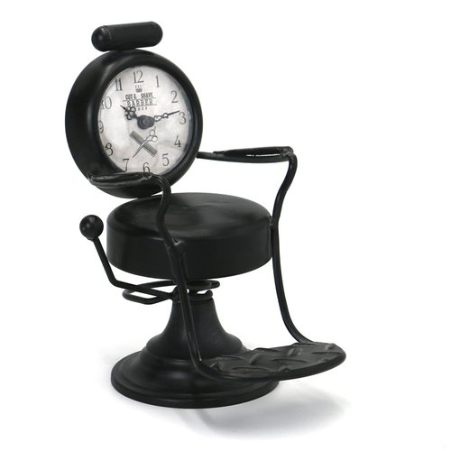 AOROTOE Barber Gifts for Men Barber Shop Decor Barber Chair Desk Clock Hairdresser Hairstylist Gift Ideas Table Top Clock 6.7" W x 8.6" H Black