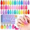 SAVILAND Fingernail Polish Set Quick-Dry : 20pcs Neon Bright Colors Nail Polish Kit Summer Regular Nail Polish Glitter Rainbow Toenail Polish with Castor Oil Base Glossy Matte Top Polish Nail Art Home